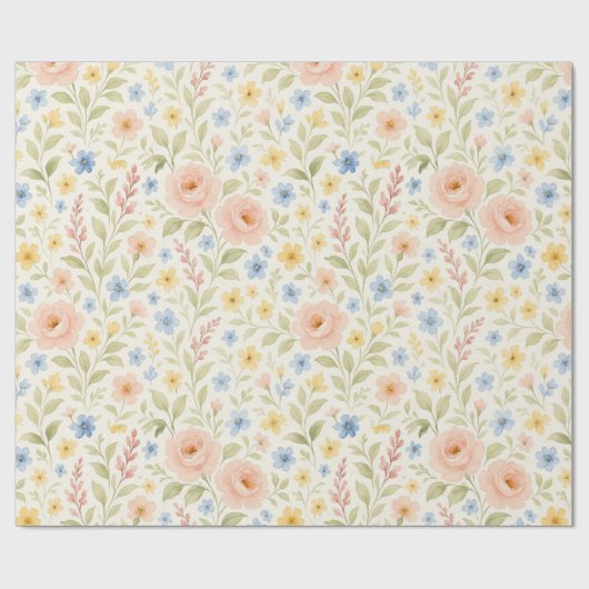 Classy Shabby Chic Franse Floral Art Pattern Cadeaupapier (Vlak)