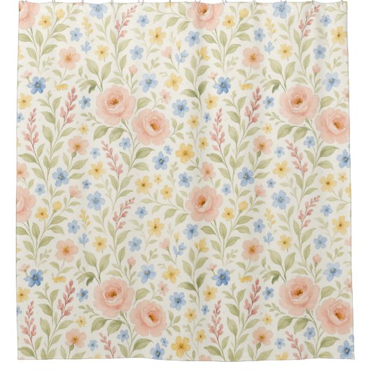 Classy Shabby Chic Franse Floral Art Pattern Douchegordijn (Voorkant)