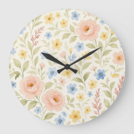 Classy Shabby Chic Franse Floral Art Pattern Grote Klok