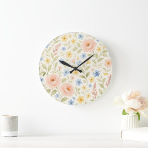 Classy Shabby Chic Franse Floral Art Pattern Grote Klok