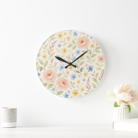 Classy Shabby Chic Franse Floral Art Pattern Grote Klok (Huis)