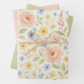 Classy Shabby Chic Franse Floral Art Pattern Inpakpapier Vel (In situ)