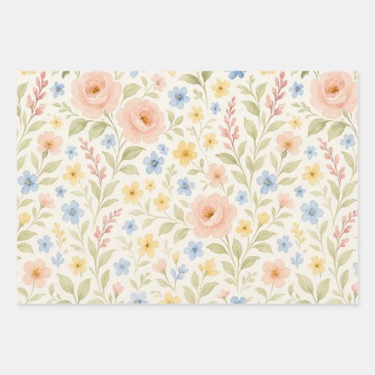 Classy Shabby Chic Franse Floral Art Pattern Inpakpapier Vel (Voorkant)