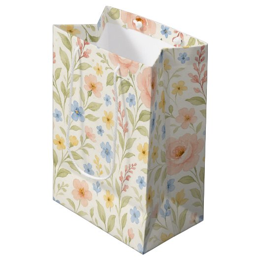 Classy Shabby Chic Franse Floral Art Pattern Medium Cadeauzakje (Voorkant Gekanteld)