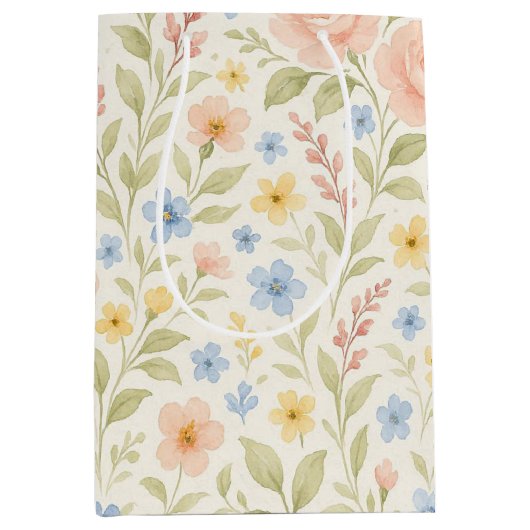 Classy Shabby Chic Franse Floral Art Pattern Medium Cadeauzakje (Voorkant)