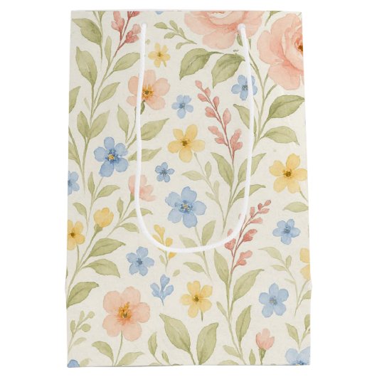 Classy Shabby Chic Franse Floral Art Pattern Medium Cadeauzakje (Achterkant)