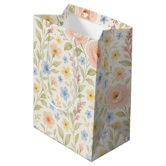 Classy Shabby Chic Franse Floral Art Pattern Medium Cadeauzakje (Achterkant Gekanteld)