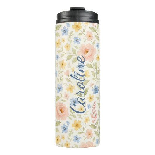 Classy Shabby Chic Franse Floral Art Pattern Thermosbeker (Voorkant)