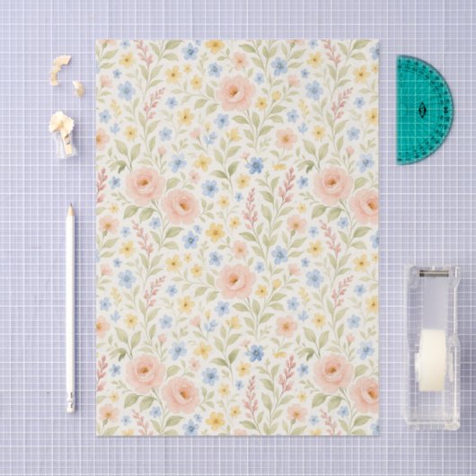 Classy Shabby Chic Franse Floral Art Pattern Tissuepapier (Craft)