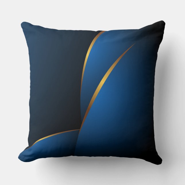 Classy Shades of Blue and Gold Pillow Kussen (Voorkant)