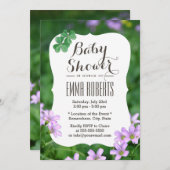 Classy Shamrock Flowers Baby shower Kaart (Voorkant / Achterkant)