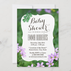 Classy Shamrock Flowers Baby shower Kaart