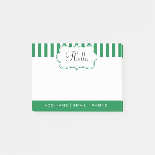 Classy Shamrock Green Stripes personaliseren Post-it® Notes (Voorkant)