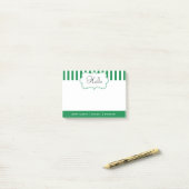 Classy Shamrock Green Stripes personaliseren Post-it® Notes (Op bureau)