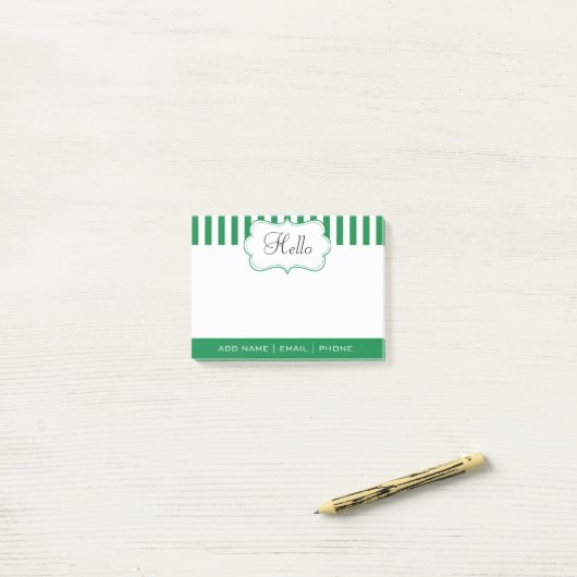 Classy Shamrock Green Stripes personaliseren Post-it® Notes (Op bureau)