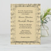Classy Sheet Music Weddenschap Kaart (Staand voorkant)