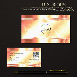 Classy Shimmery Roos Gold Logo QR Code Luxe Visitekaartje