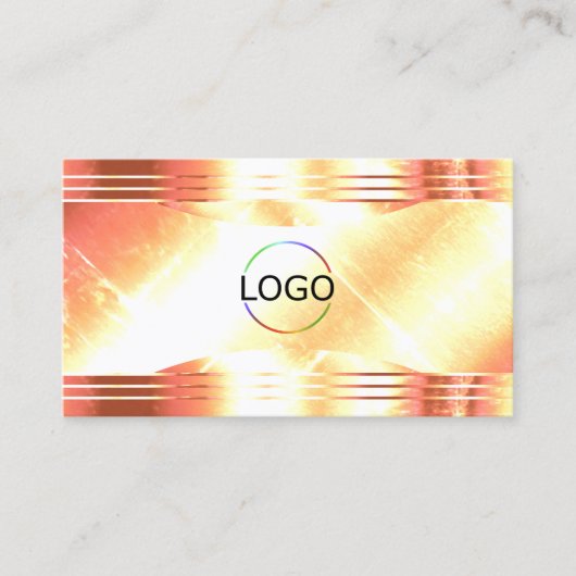 Classy Shimmery Roos Gold Logo QR Code Luxe Visitekaartje (Voorkant)