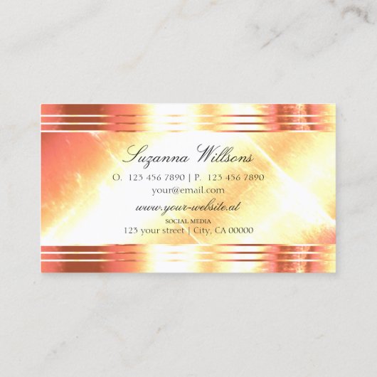 Classy Shimmery Roos Gold Luxe en Elegantie Visitekaartje (Achterkant)