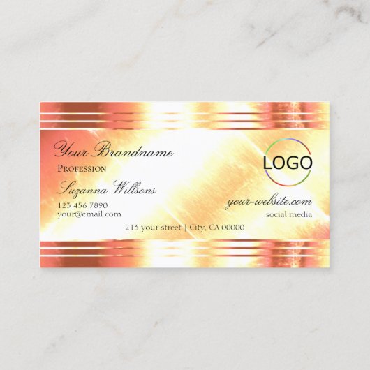 Classy Shimmery Roos Gold met Logo Luxury Visitekaartje (Achterkant)