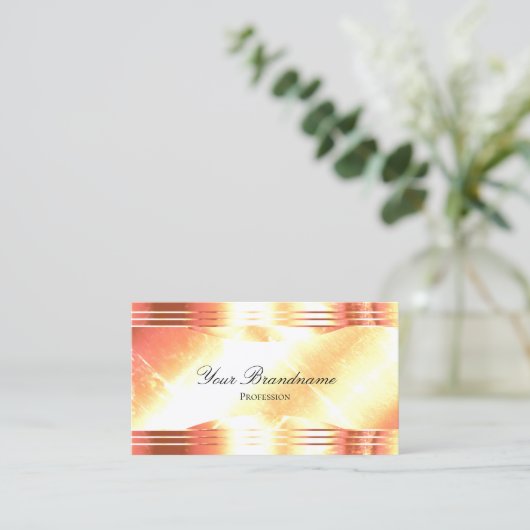 Classy Shimmery Roos Gold met Logo Luxury Visitekaartje (Staand voorkant)