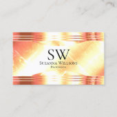 Classy Shimmery Roos Gold Monogram Foto Luxe Visitekaartje (Voorkant)