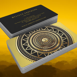 Classy Shiny Black & Gold OM-symbool Mandala Visitekaartje
