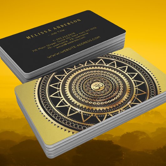 Classy Shiny Black & Gold OM-symbool Mandala Visitekaartje