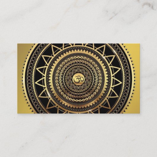 Classy Shiny Black & Gold OM-symbool Mandala Visitekaartje (Voorkant)