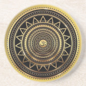 Classy Shiny Black & Gold OM-symbool Mandala Zandsteen Onderzetter (Voorkant)