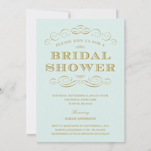 CLASSY SHOWER | BRIDAL SHOWER INVITATION KAART (Voorkant)