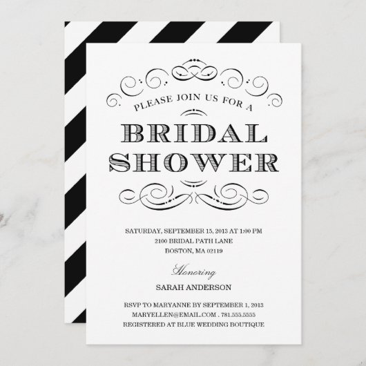 CLASSY SHOWER | BRIDAL SHOWER INVITATION KAART (Voorkant / Achterkant)
