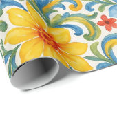 Classy Siciliaanse kleurrijke bladeren Floral Art  Cadeaupapier (Rol Hoek)