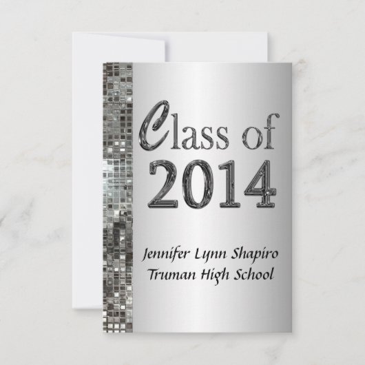 Classy Silver 2014 Graduation Invitations Kaart (Voorkant)