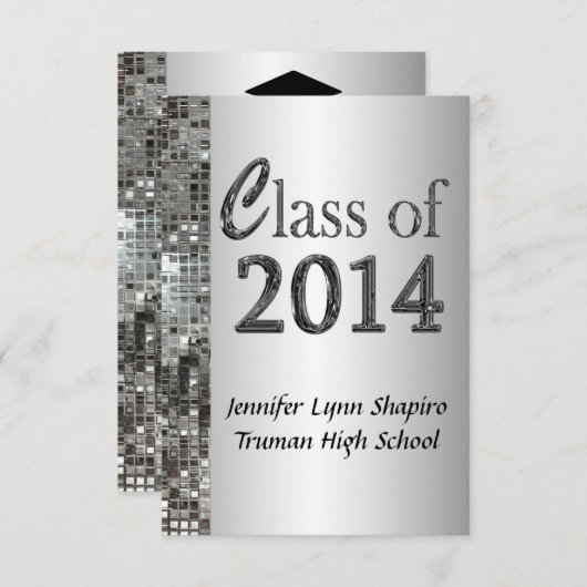 Classy Silver 2014 Graduation Invitations Kaart (Voorkant / Achterkant)