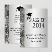 Classy Silver 2014 Graduation Invitations Kaart (Voorkant / Achterkant)