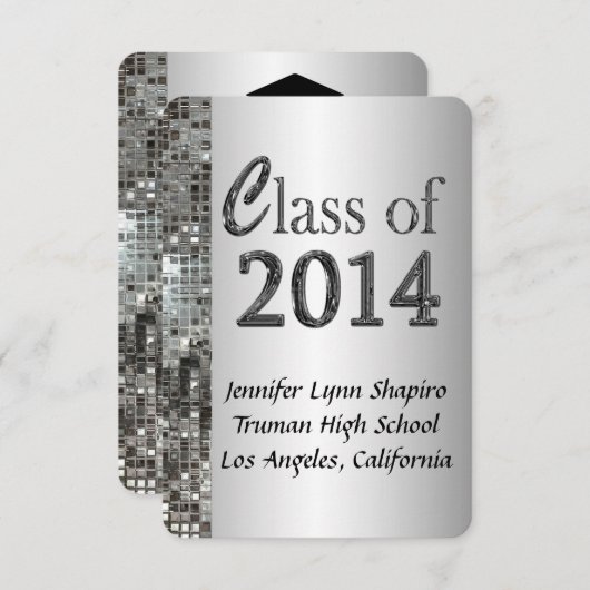 Classy Silver 2014 Graduation Invitations Kaart (Voorkant / Achterkant)