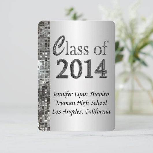 Classy Silver 2014 Graduation Invitations Kaart (Staand voorkant)