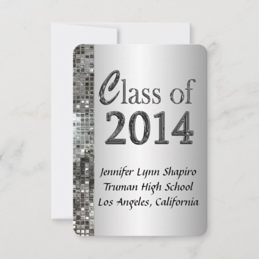 Classy Silver 2014 Graduation Invitations Kaart (Voorkant)