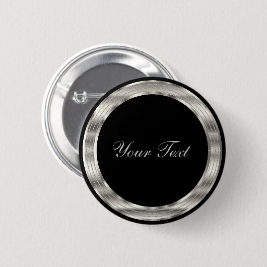 Classy Silver and Black Template Ronde Button 5,7 Cm (Voorkant /achterkant)