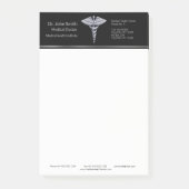 Classy Silver Caduceus Medical op Black Post-it® Notes (Voorkant)