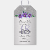 Classy Silver & Clematis Flowers 18e verjaardag Cadeaulabel (Voorkant)