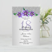 Classy Silver & Clematis Flowers 18e verjaardag Kaart (Staand voorkant)