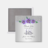 Classy Silver & Clematis Flowers 18e verjaardag Magneet (Voorkant / Achterkant)