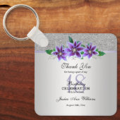 Classy Silver & Clematis Flowers 18e verjaardag Sleutelhanger (Voorkant)