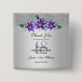 Classy Silver & Clematis Flowers 18e verjaardag Vierkante Button 5,1 Cm (Voorkant)