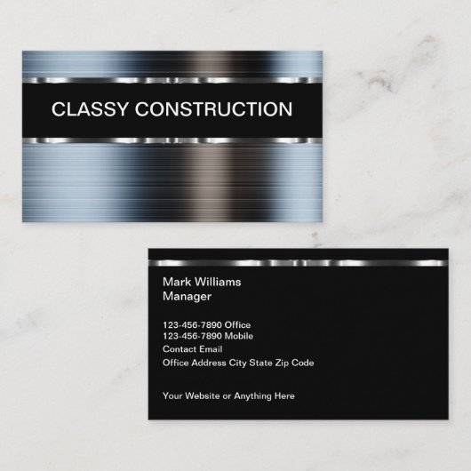 Classy Silver Elements Construction Visitekaartjes (Voorkant / Achterkant)
