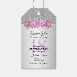Classy Silver en Belladonna Lilies 18th Birthday Cadeaulabel