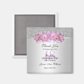 Classy Silver en Belladonna Lilies 18th Birthday Magneet (Voorkant / Achterkant)