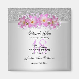 Classy Silver en Belladonna Lilies 18th Birthday Magneet